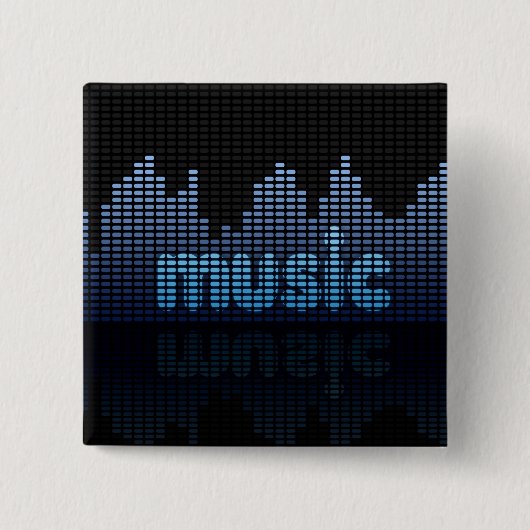Digital Equalizer Music Wave Wall Vierkante Button 5,1 Cm (Voorkant)