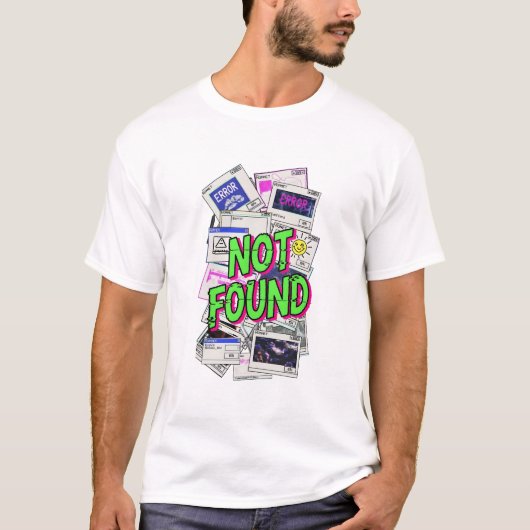 Digital Error Pop-up Glitch Art Not Found T-shirt (Voorkant)