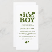 Digital Evite is a Boy St. Patrick's Day Baby Aankondiging (Voorkant / Achterkant)