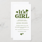 Digital Evite is een Girl St. Patrick's Day Baby Aankondiging (Voorkant / Achterkant)