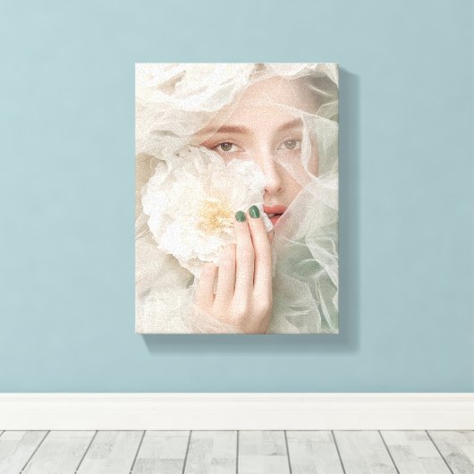 Digital Face Abstracte kunst - Futuristisch en con Canvas Afdruk (Insitu (Houten vloer))