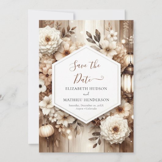 Digital Floral Rustic Wedding Save The Date (Voorkant)