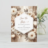 Digital Floral Rustic Wedding Save The Date (Staand voorkant)