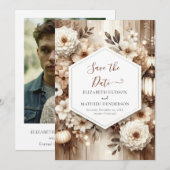 Digital Floral Rustic Wedding Save The Date (Voorkant / Achterkant)