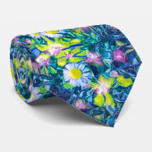 Digital Floral Summer Blues Wardrobe Upgrade Cool  Stropdas (Opgerold)