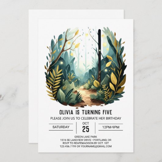 Digital Forest Adventure Woodland Verjaardag Kaart (Voorkant / Achterkant)