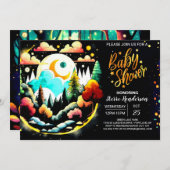 Digital Forest Woodland Baby shower Kaart (Voorkant / Achterkant)