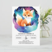 Digital Fox Adventure Verjaardagsfeestje Kaart (Staand voorkant)