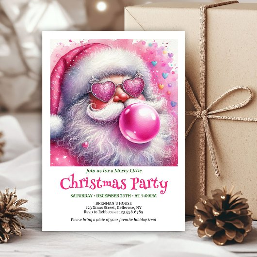 Digital Funny Santa Sunglasses Christmas Invites Kaart