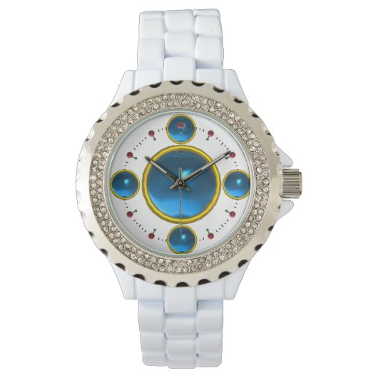 DIGITAL GEM STONE Gold blue sapphire Horloge (Voorkant)