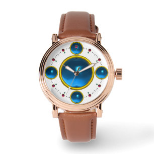 DIGITAL GEM STONE Gold blue sapphire Horloge