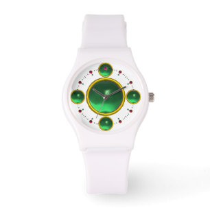 DIGITAL GEM STONE Gold green emerald Horloge