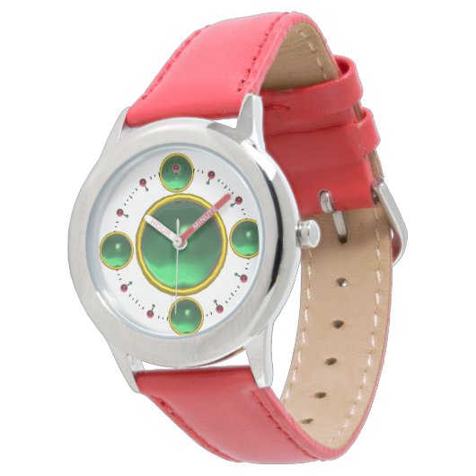 DIGITAL GEM STONE Gold green emerald Horloge (Gekanteld)