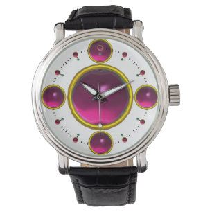 DIGITAL GEM STONE gouden roze amethist Horloge
