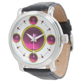 DIGITAL GEM STONE gouden roze amethist Horloge (Gekanteld)