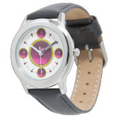 DIGITAL GEM STONE gouden roze amethist Horloge (Gekanteld)