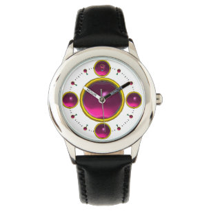 DIGITAL GEM STONE gouden roze amethist Horloge