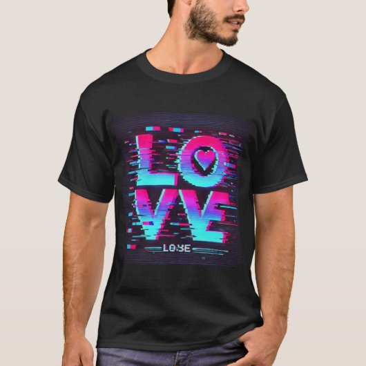 Digital Glitch Love Effect T-shirt (Voorkant)