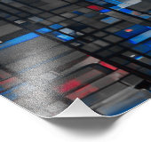 Digital Glitch Matrix Red and Blue Abstract Foto Afdruk (Hoek)