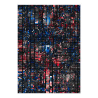 Digital Glitch Matrix Red and Blue Abstract Foto Afdruk