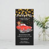 Digital Gold Stars Santa Holiday Party Uitnodiging (Staand voorkant)