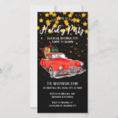 Digital Gold Stars Santa Holiday Party Uitnodiging (Voorkant)