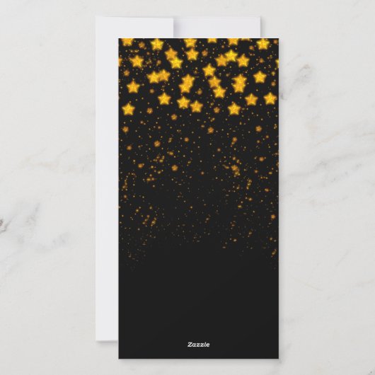 Digital Gold Stars Santa Holiday Party Uitnodiging (Achterkant)