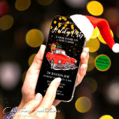 Digital Gold Stars Santa Holiday Party Uitnodiging