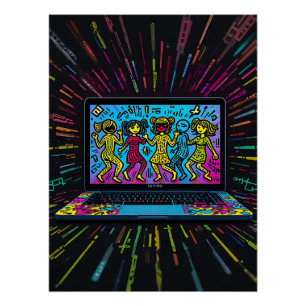Digital Graffiti: Pop Art Laptop Perfect Poster
