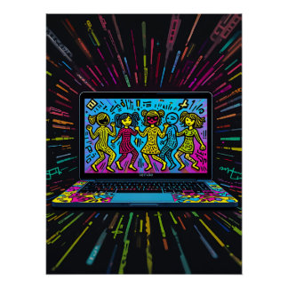Digital Graffiti: Pop Art Laptop Perfect Poster