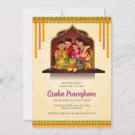 Digital Gruhapravesam invite Indian Housewarming Kaart