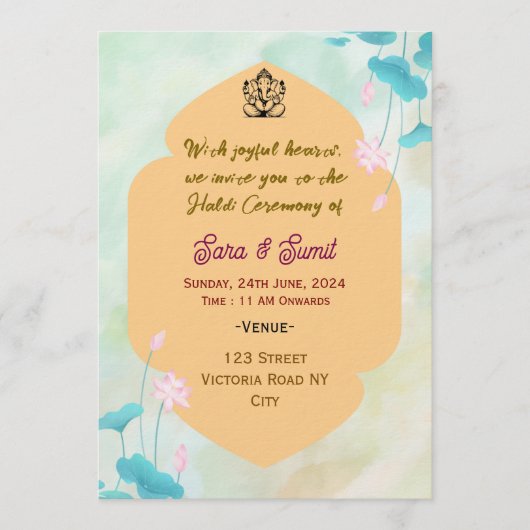 Digital Haldi Ceremony Invitations Kaart (Voorkant)