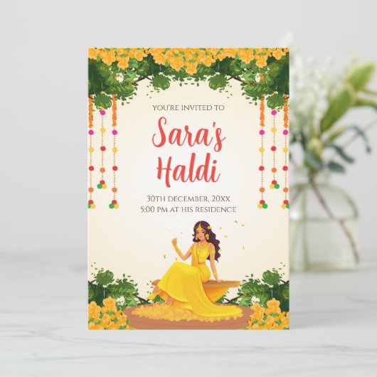 Digital Haldi nodigt Haldi uit voor uitnodigingen (Staand voorkant)