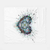 Digital Heart Sacred Geometry Heart Design  Fleece Deken (Voorkant (Horizontaal))