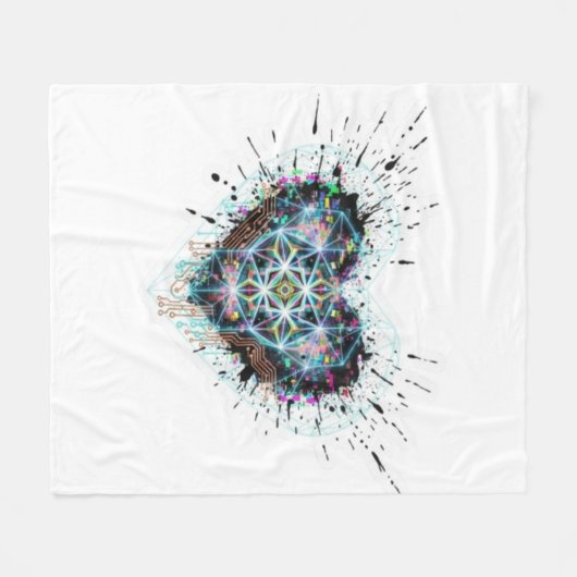Digital Heart Sacred Geometry Heart Design  Fleece Deken (Voorkant (Horizontaal))