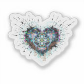 Digital Heart Sacred Geometry Heart Design  Sticker (Voorkant)