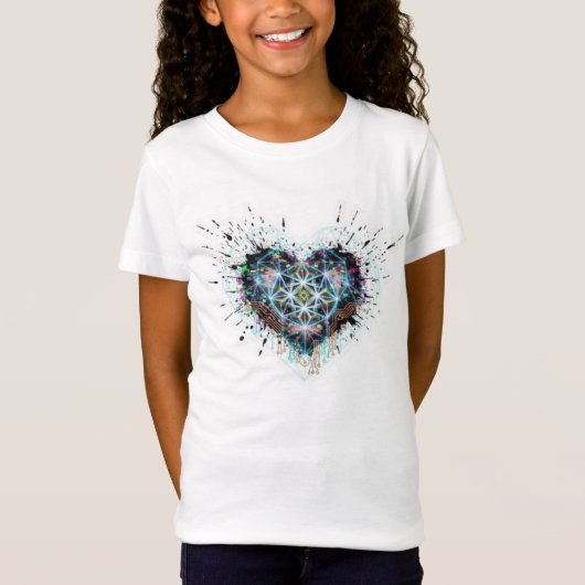 Digital Heart Sacred Geometry Heart Design  T-shirt (Voorkant)