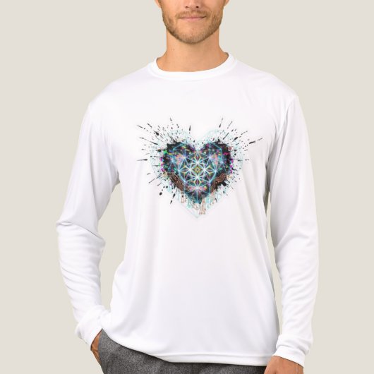 Digital Heart Sacred Geometry Heart Design  Tri-Blend Shirt (Voorkant volledig)