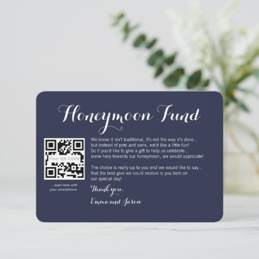 Digital Honeymoon-fonds vraagt bruiloft aan Informatiekaartje (Staand voorkant)