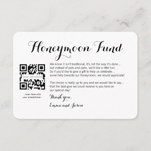 Digital Honeymoon fund bruiloft Gold Enclosure Car Informatiekaartje (Voorkant)