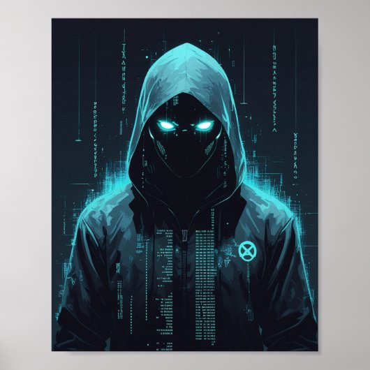 Digital Hooded Hacker Poster (Voorkant)
