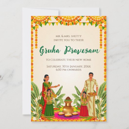 Digital House warming nodig Gruhapravesam uit Kaart (Voorkant)