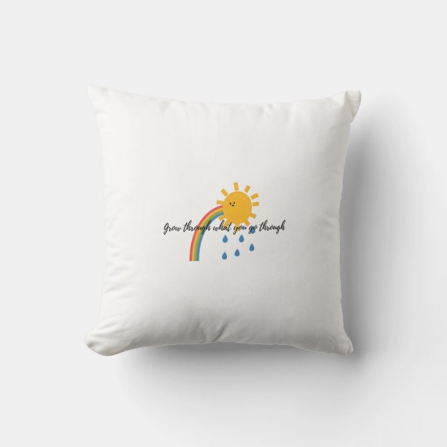 Digital Illustration of Smiling Sun with Rainbow Kussen (Voorkant)