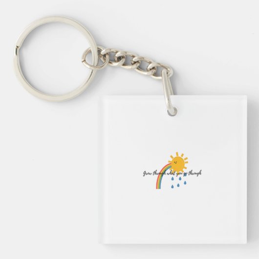 Digital Illustration of Smiling Sun with Rainbow Sleutelhanger (voorkant)