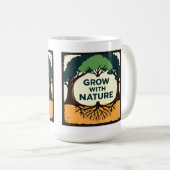 Digital Illustration of Stylized Tree with Roots a Koffiemok (Voorkant rechts)