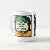 Digital Illustration of Stylized Tree with Roots a Koffiemok (Voorkant links)