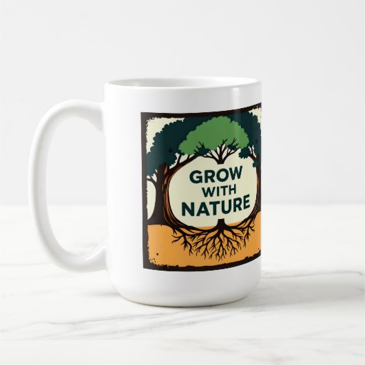 Digital Illustration of Stylized Tree with Roots a Koffiemok (Links)