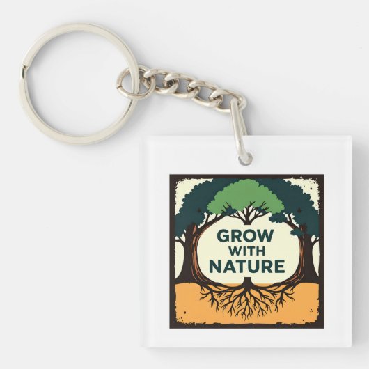 Digital Illustration of Stylized Tree with Roots a Sleutelhanger (voorkant)