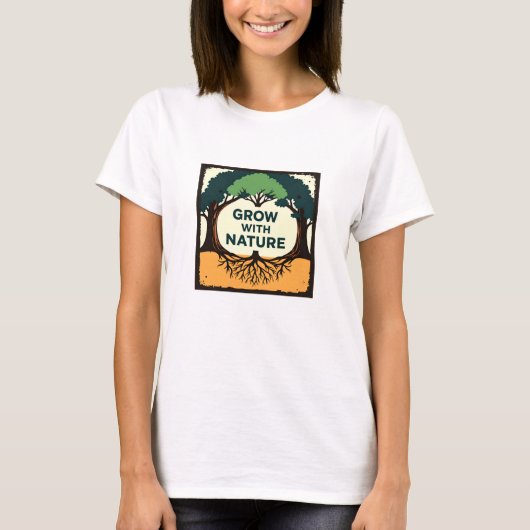 Digital Illustration of Stylized Tree with Roots a T-shirt (Voorkant)