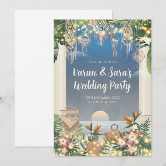 Digital Indian Cocktail Party uitnodiging Indiaas (Voorkant / Achterkant)